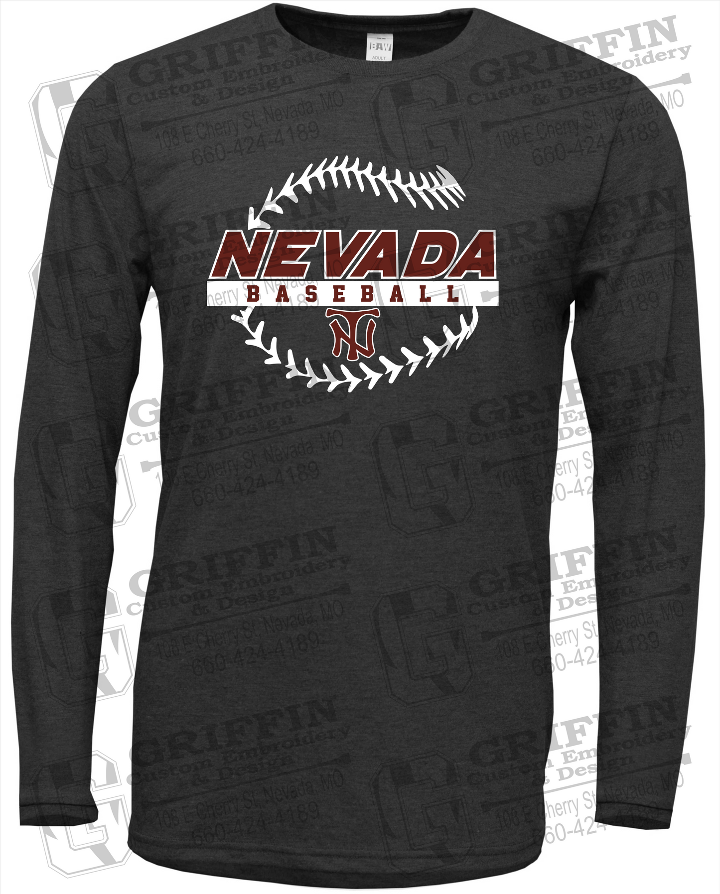 Soft-Tek Long Sleeve T-Shirt - Baseball - Nevada Tigers 24-T