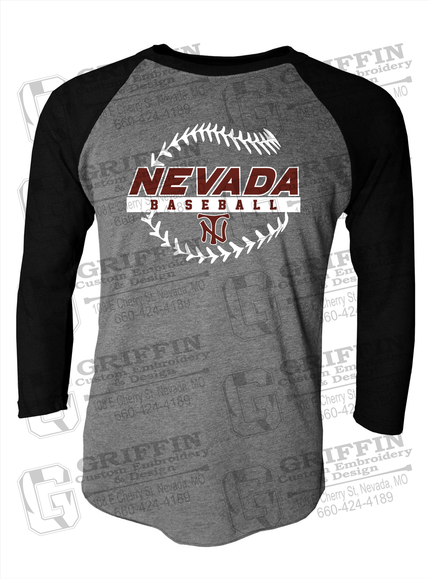 Tri-Blend Raglan Sleeve T-Shirt - Baseball - Nevada Tigers 24-T