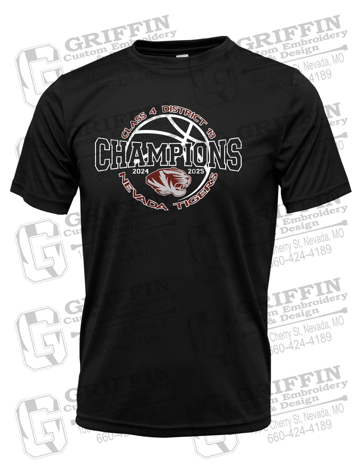 Dry-Fit Short Sleeve T-Shirt - 2025 District Champs Boys Basketball - Nevada Tigers 24-V