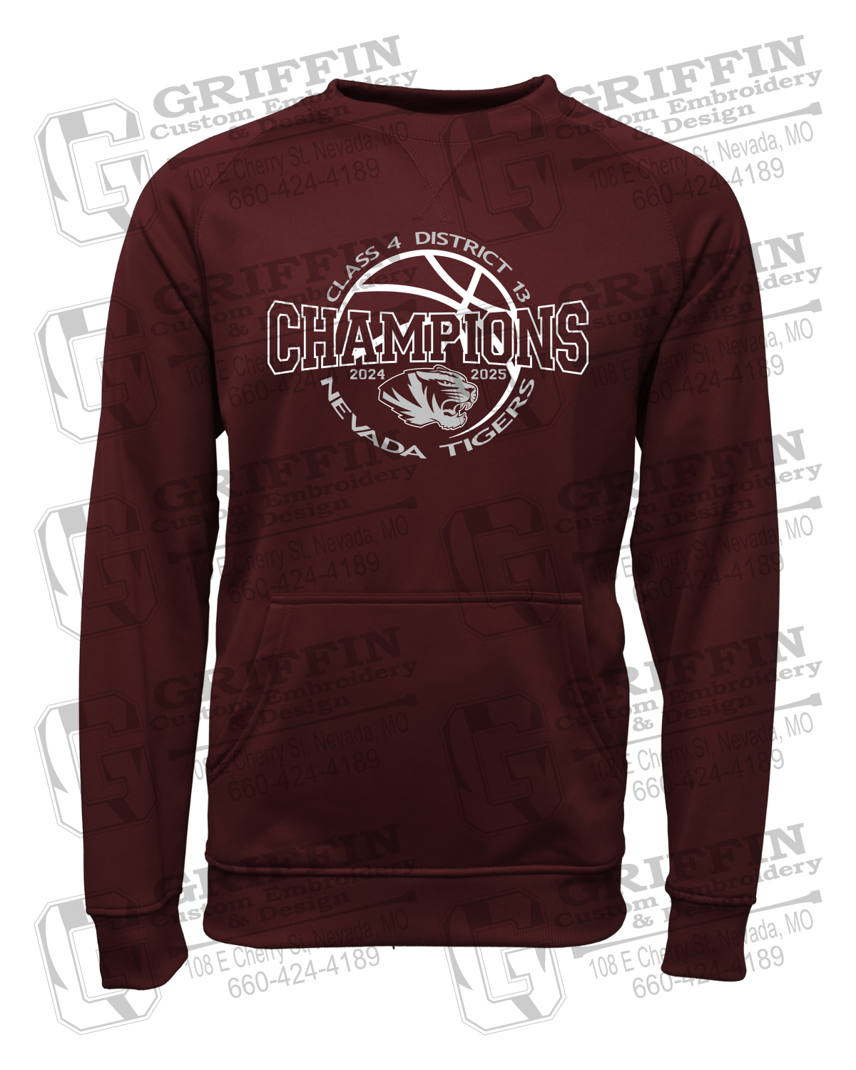 Performance Fleece Sweatshirt - 2025 District Champs Boys Basketball - Nevada Tigers 24-V