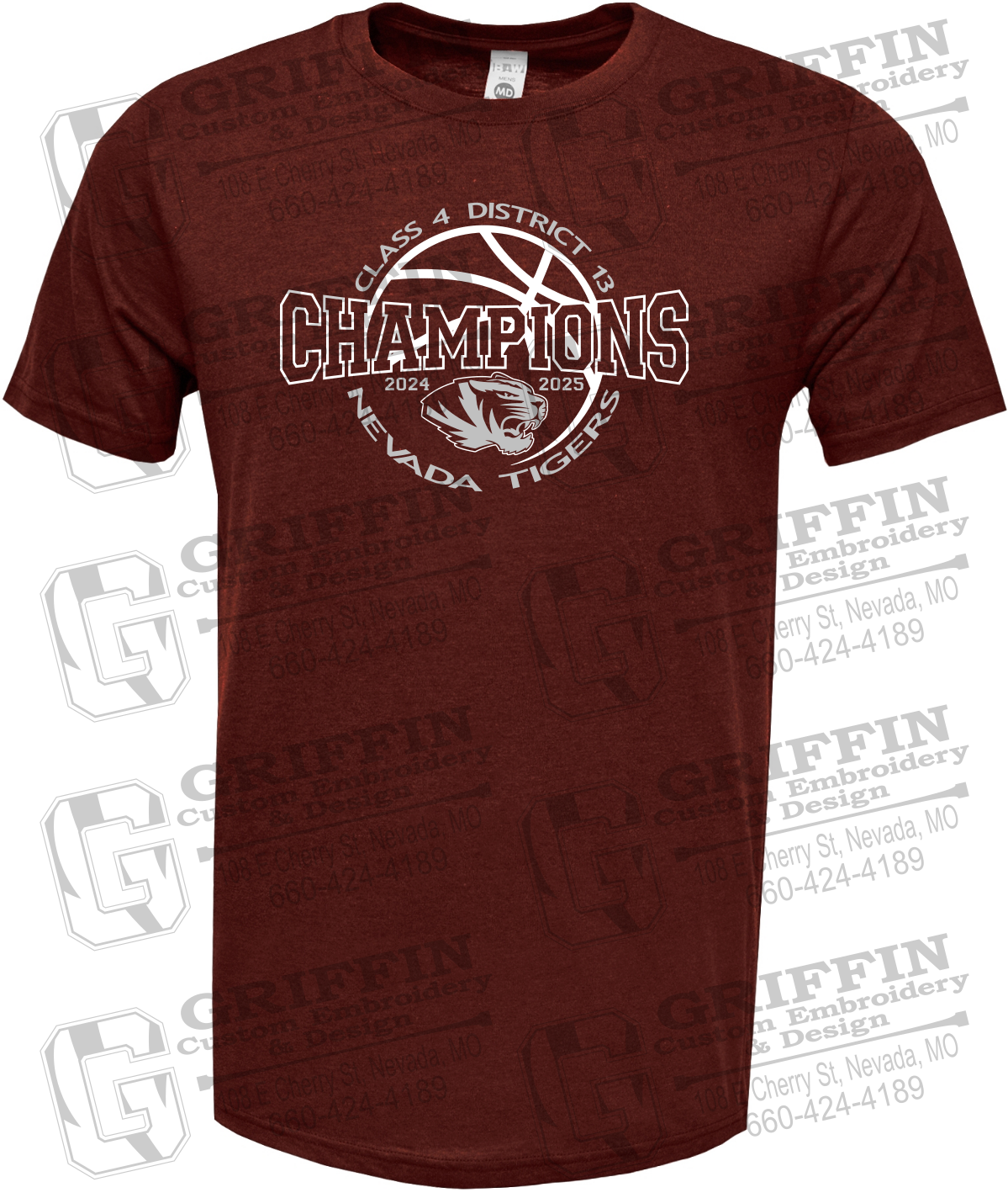 Soft-Tek Short Sleeve T-Shirt - 2025 District Champs Boys Basketball - Nevada Tigers 24-V