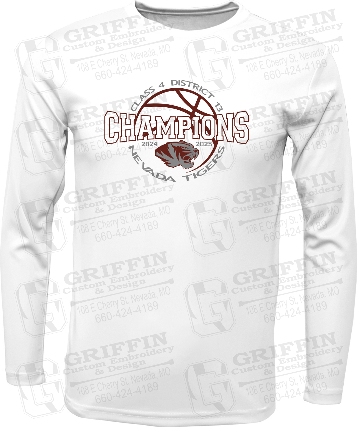 Dry-Fit Long Sleeve T-Shirt - 2025 District Champs Boys Basketball - Nevada Tigers 24-V