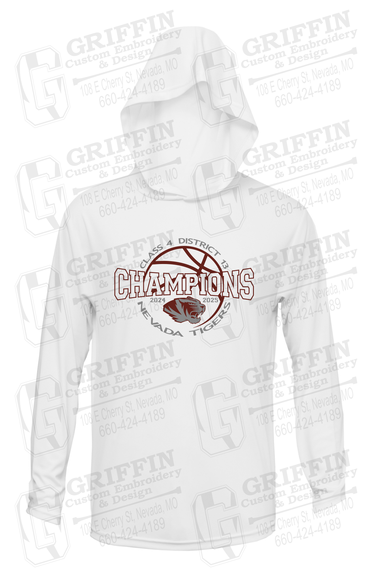 Dry-Fit T-Shirt Hoodie - 2025 District Champs Boys Basketball - Nevada Tigers 24-V