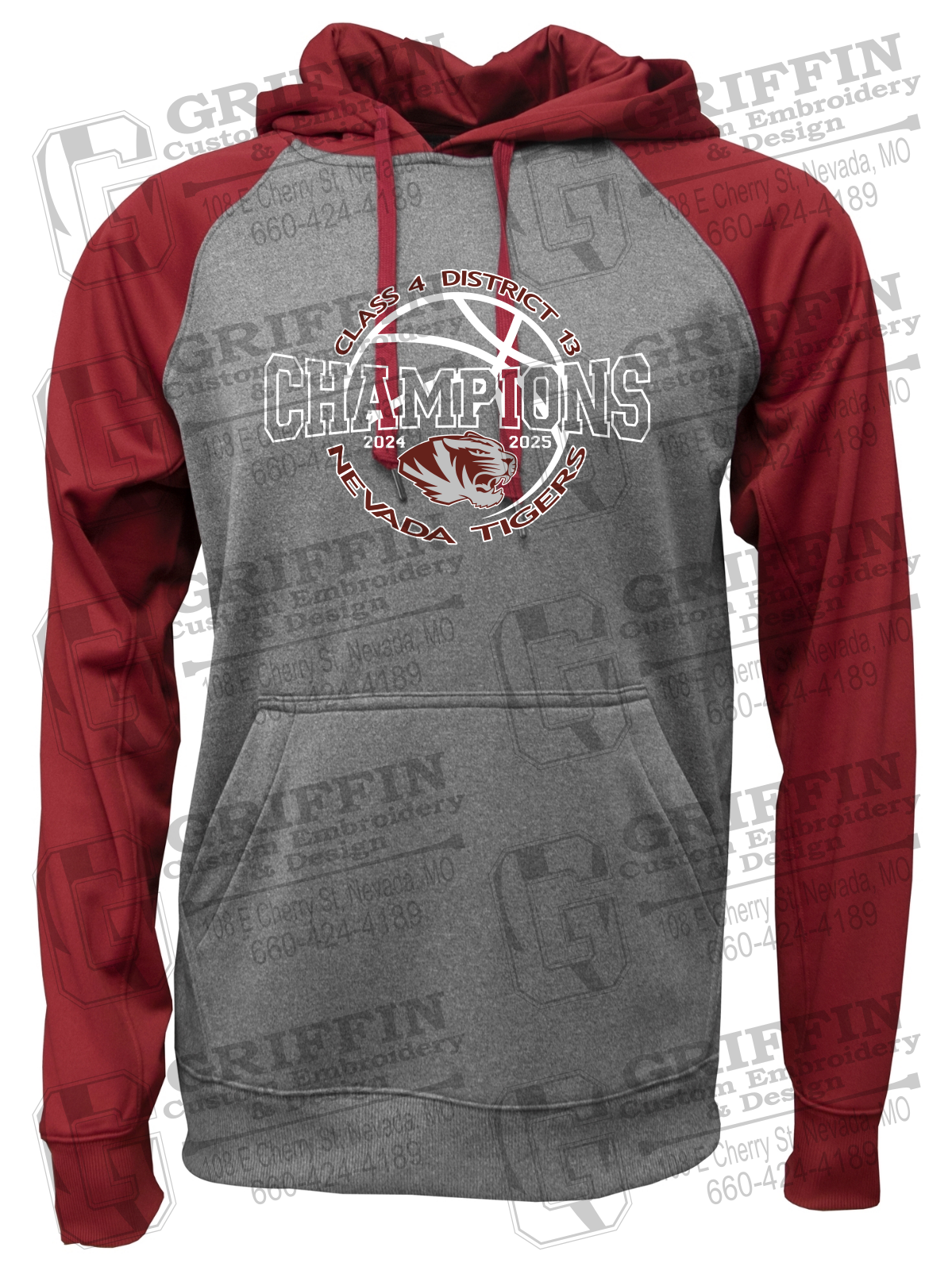Performance Fleece Raglan Hoodie - 2025 District Champs Boys Basketball - Nevada Tigers 24-V
