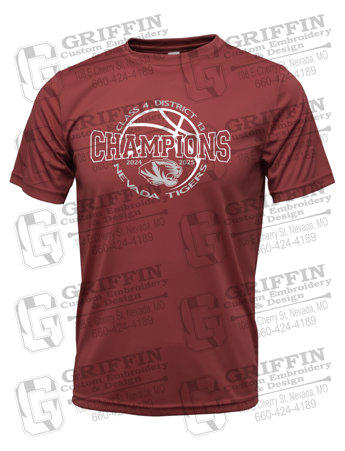 Dry-Fit Short Sleeve T-Shirt - 2025 District Champs Boys Basketball - Nevada Tigers 24-V