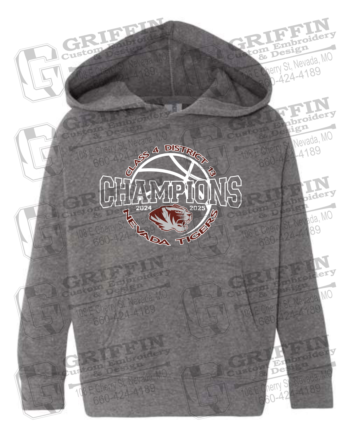 Toddler Hoodie - 2025 District Champs Boys Basketball - Nevada Tigers 24-V