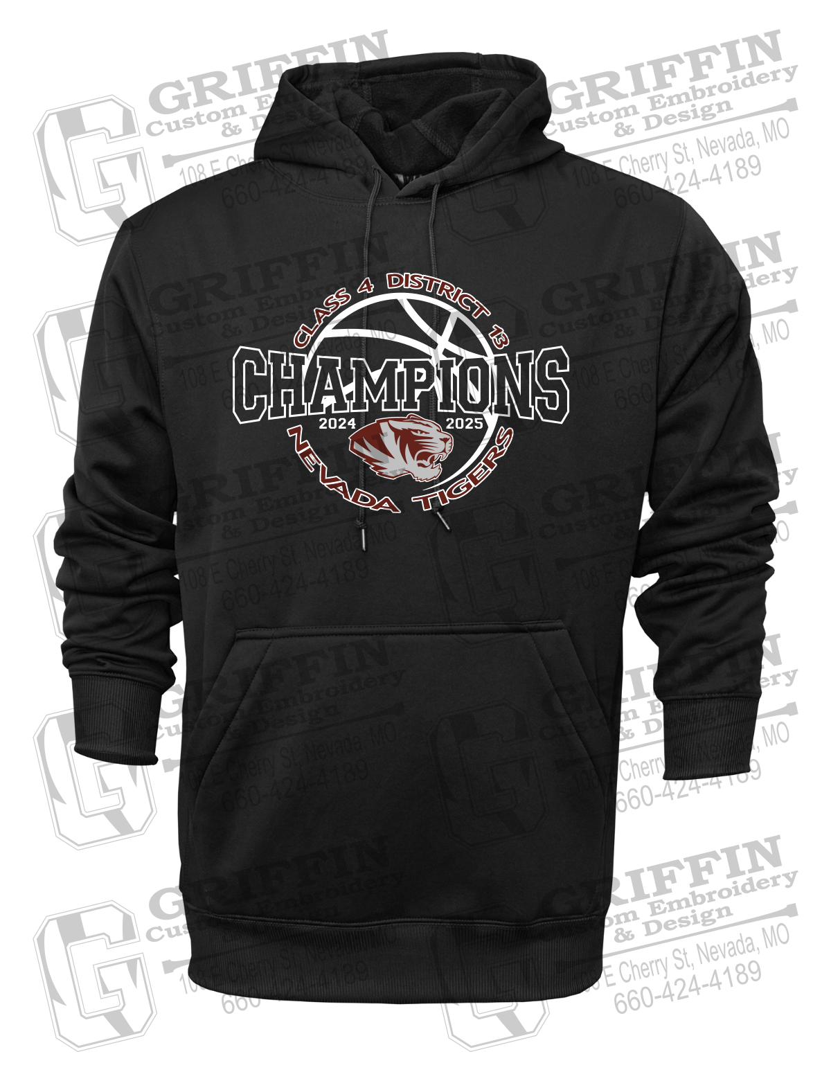 Performance Fleece Hoodie - 2025 District Champs Boys Basketball - Nevada Tigers 24-V
