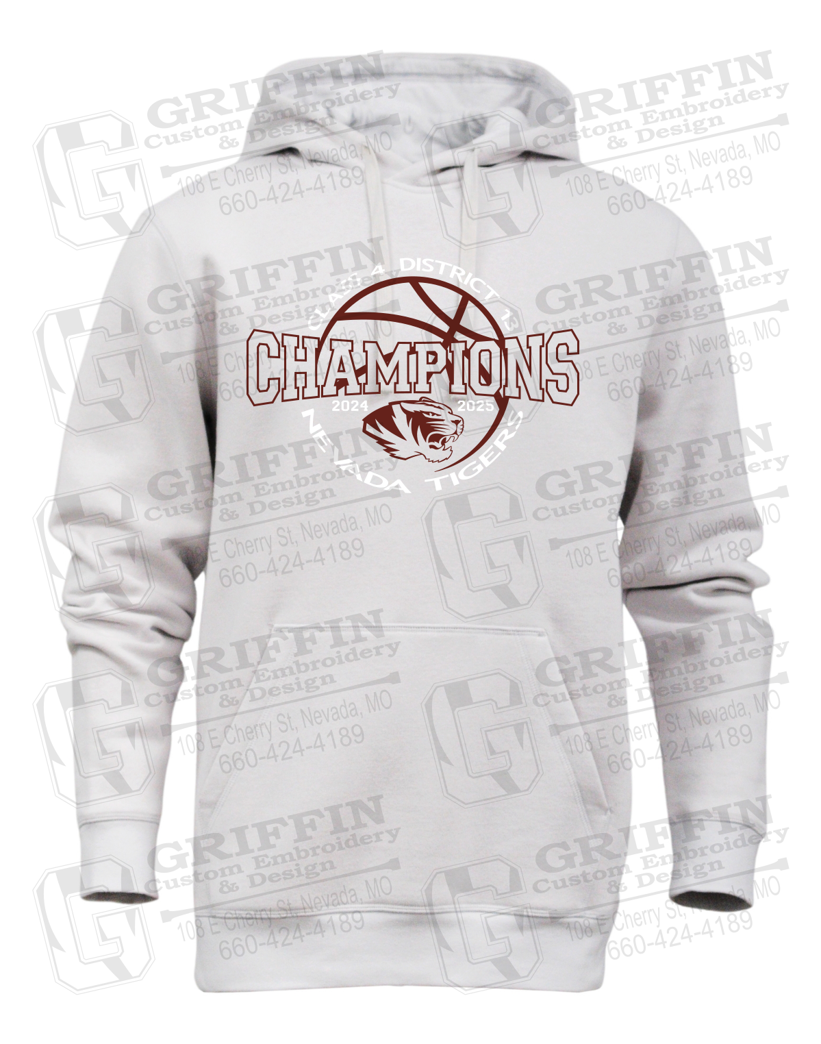 Heavyweight Fleece Hoodie - 2025 District Champs Boys Basketball - Nevada Tigers 24-V