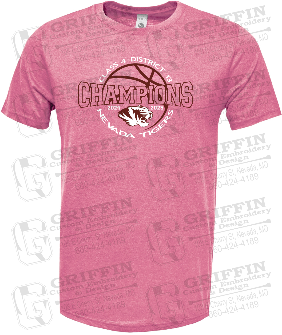 Soft-Tek Short Sleeve T-Shirt - 2025 District Champs Boys Basketball - Nevada Tigers 24-V