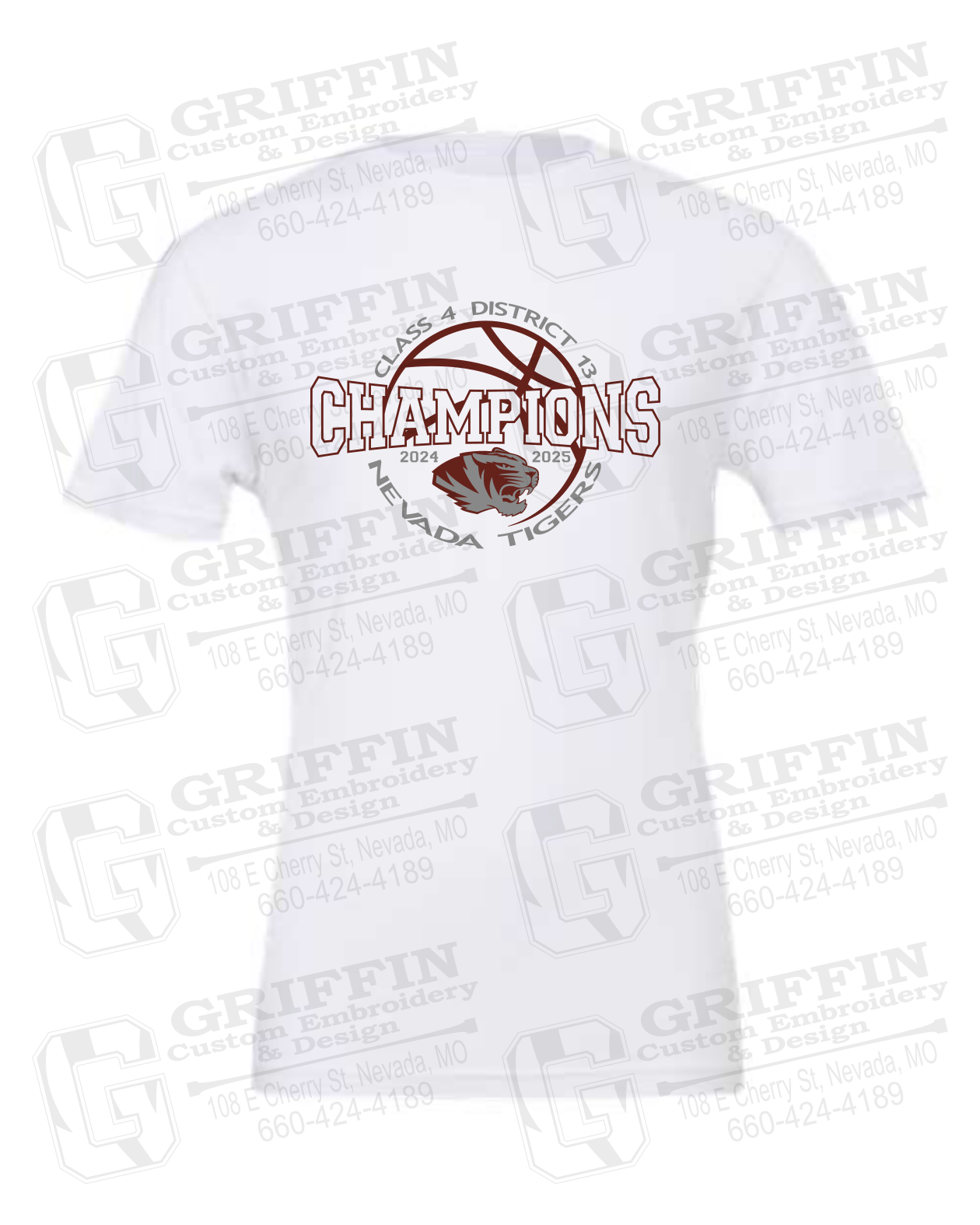 Cotton Short Sleeve T-Shirt - 2025 District Champs Boys Basketball - Nevada Tigers 24-V