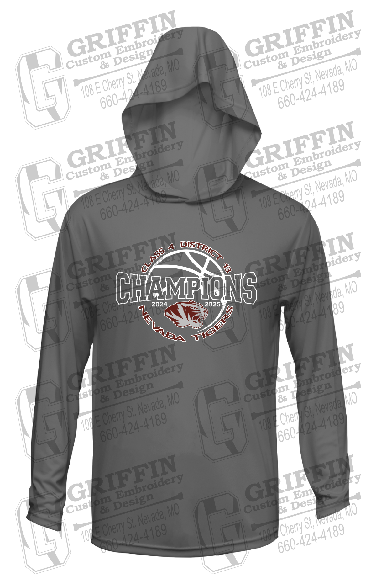 Dry-Fit T-Shirt Hoodie - 2025 District Champs Boys Basketball - Nevada Tigers 24-V