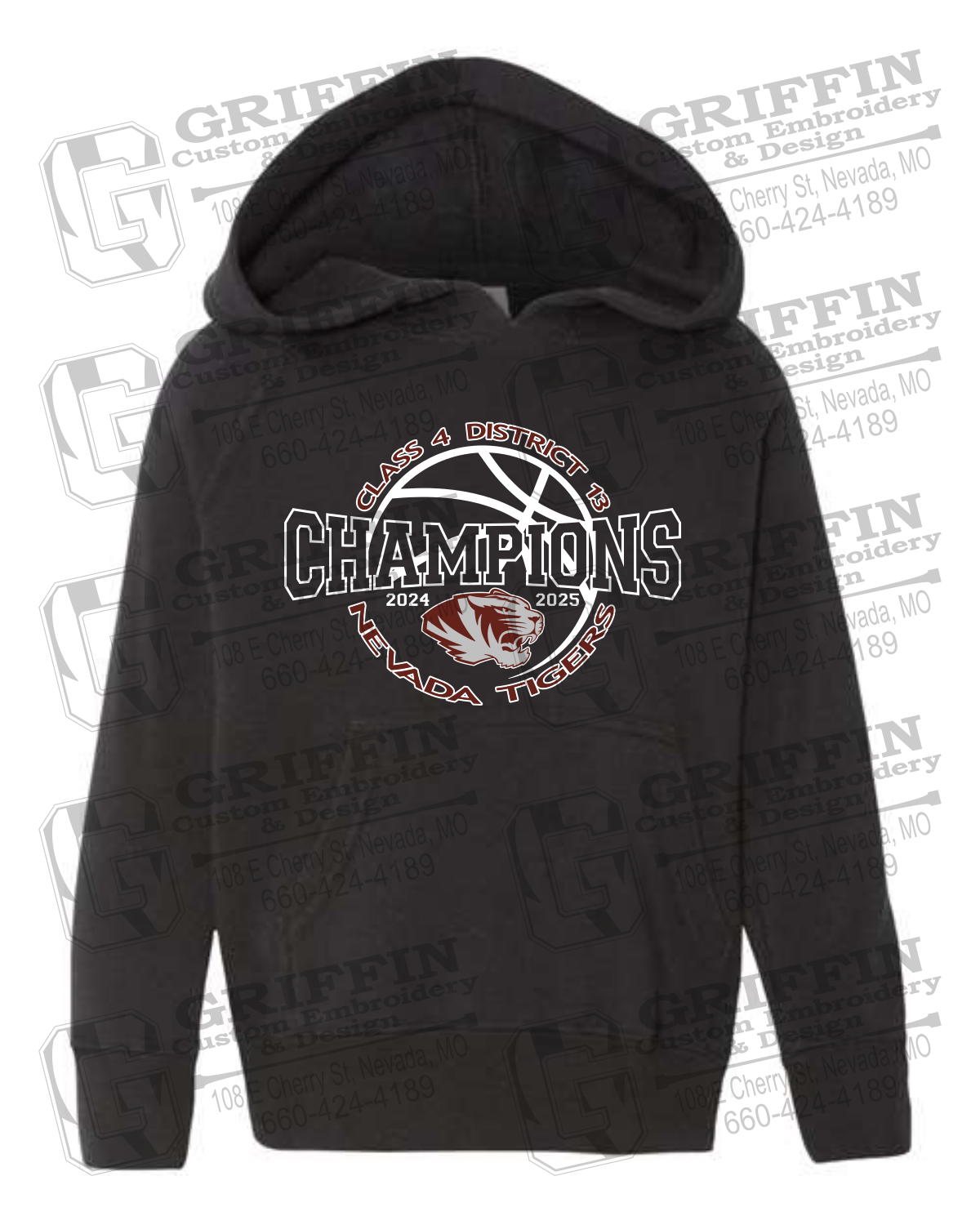 Toddler Hoodie - 2025 District Champs Boys Basketball - Nevada Tigers 24-V