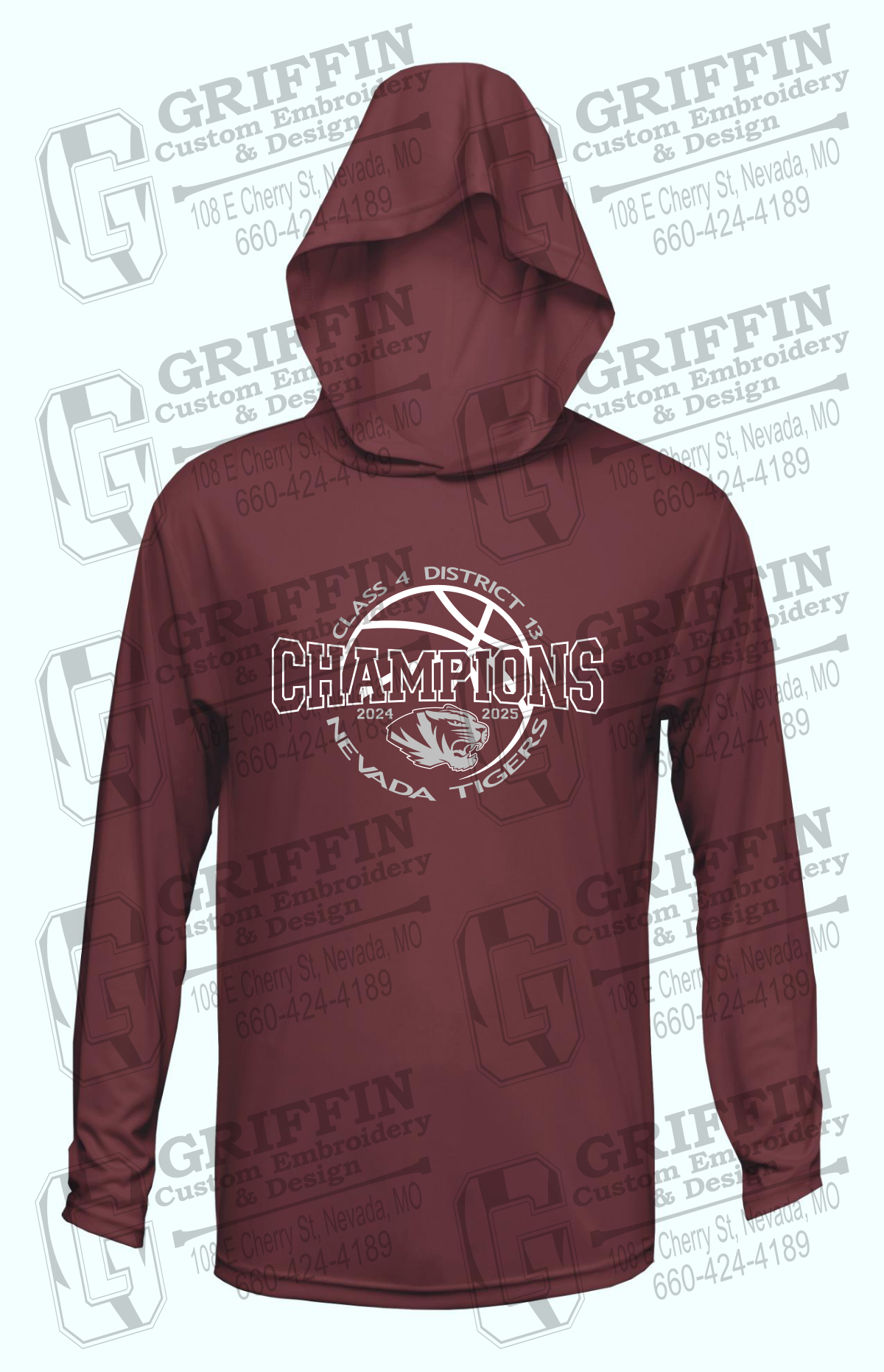Dry-Fit T-Shirt Hoodie - 2025 District Champs Boys Basketball - Nevada Tigers 24-V