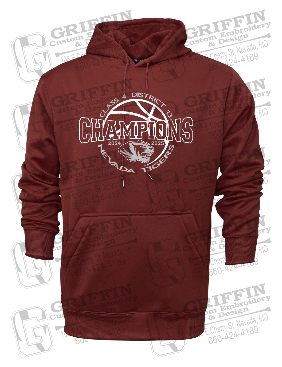 Performance Fleece Hoodie - 2025 District Champs Boys Basketball - Nevada Tigers 24-V