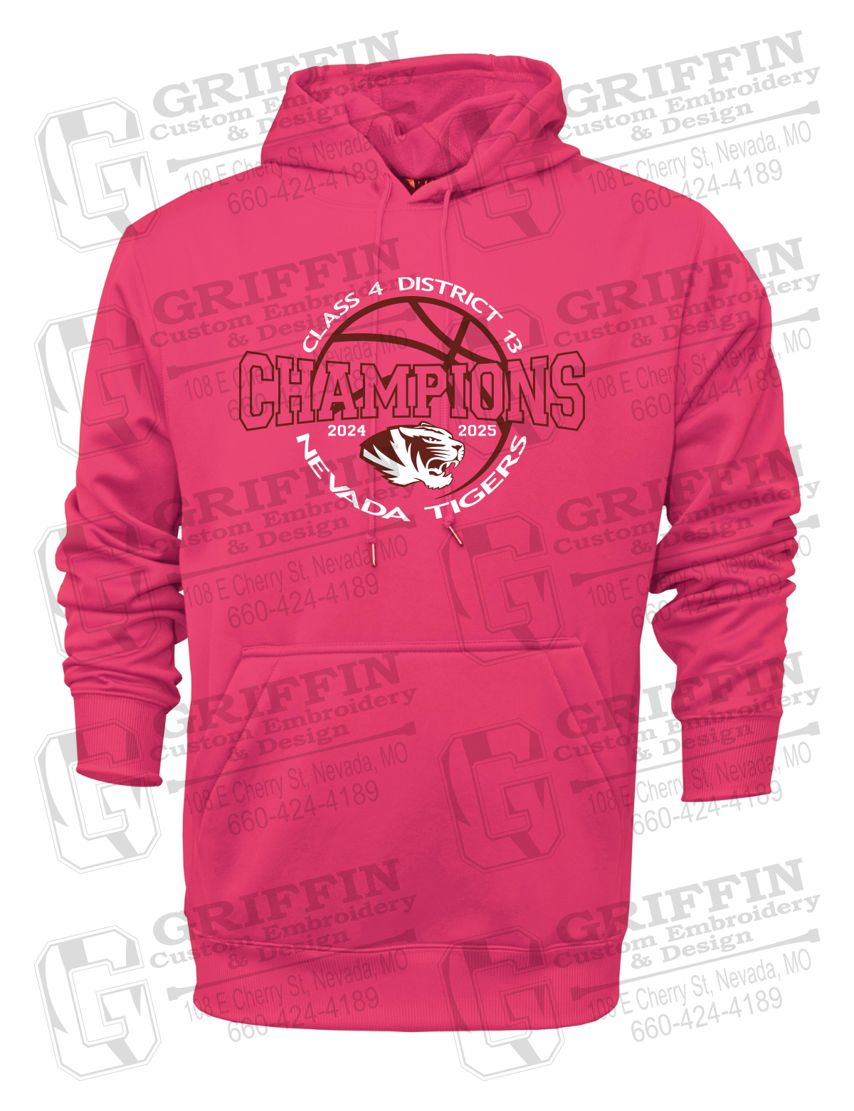 Performance Fleece Hoodie - 2025 District Champs Boys Basketball - Nevada Tigers 24-V