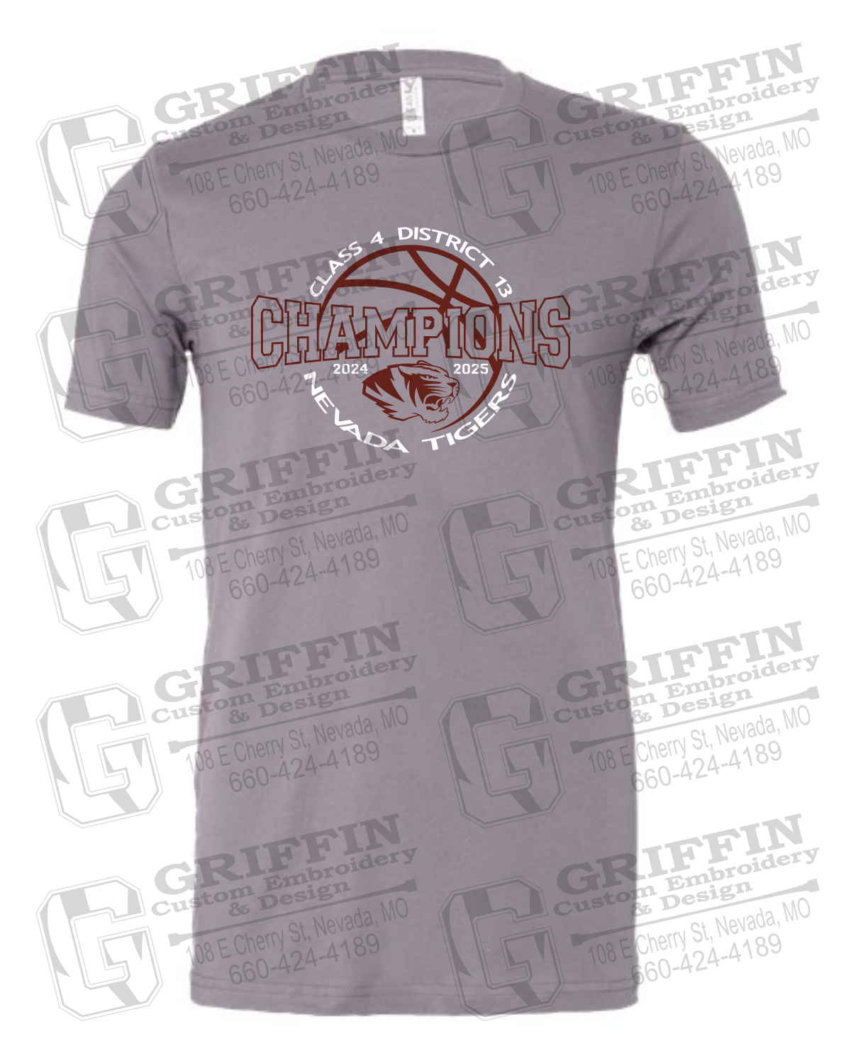 Cotton Short Sleeve T-Shirt - 2025 District Champs Boys Basketball - Nevada Tigers 24-V