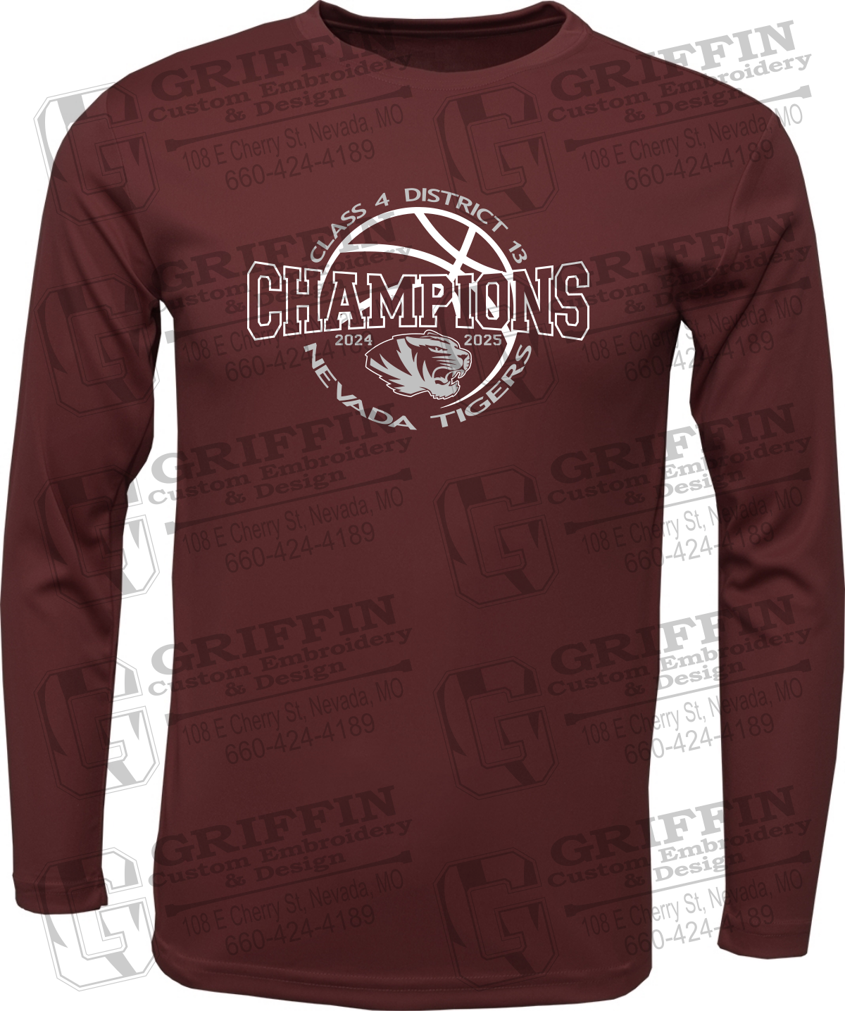 Dry-Fit Long Sleeve T-Shirt - 2025 District Champs Boys Basketball - Nevada Tigers 24-V