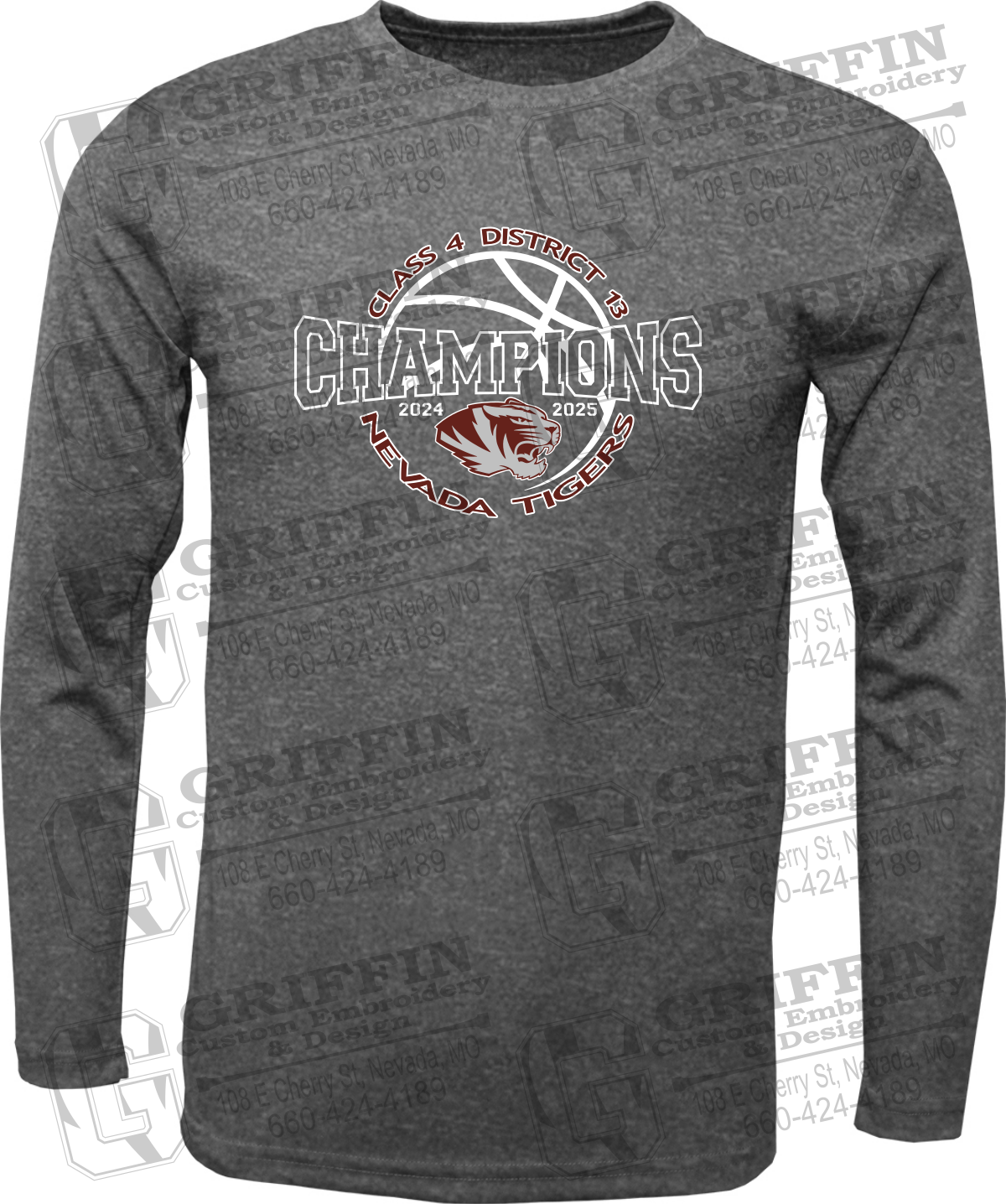 Dry-Fit Long Sleeve T-Shirt - 2025 District Champs Boys Basketball - Nevada Tigers 24-V