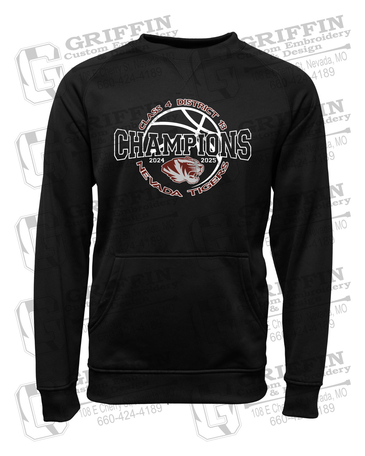 Performance Fleece Sweatshirt - 2025 District Champs Boys Basketball - Nevada Tigers 24-V