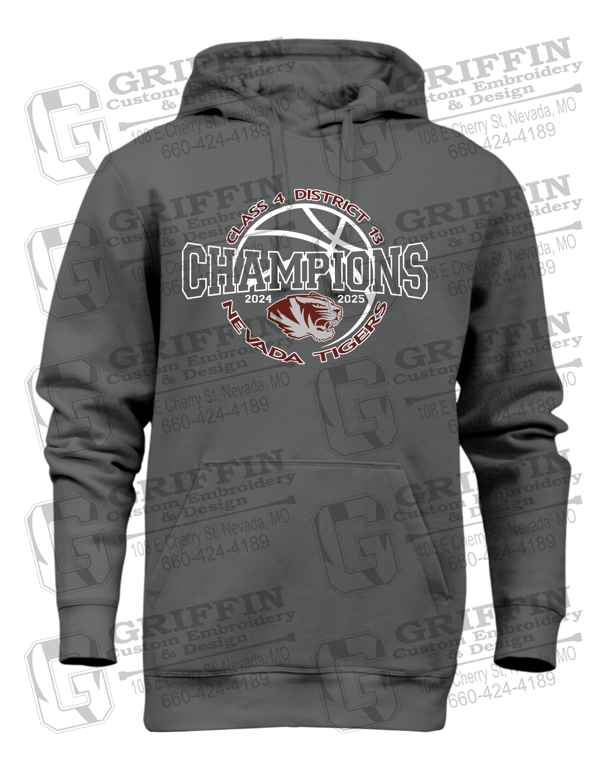 Heavyweight Fleece Hoodie - 2025 District Champs Boys Basketball - Nevada Tigers 24-V