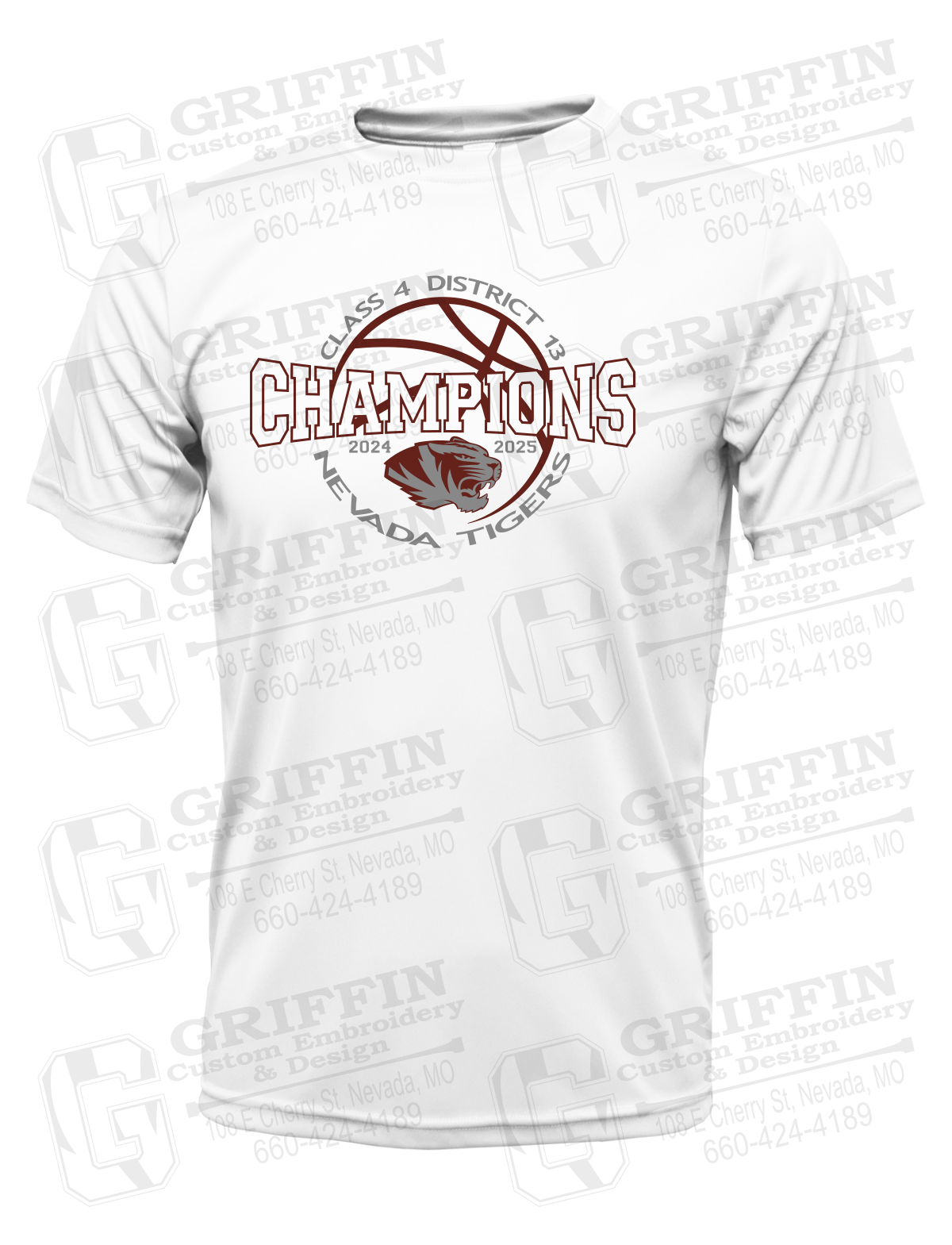 Dry-Fit Short Sleeve T-Shirt - 2025 District Champs Boys Basketball - Nevada Tigers 24-V