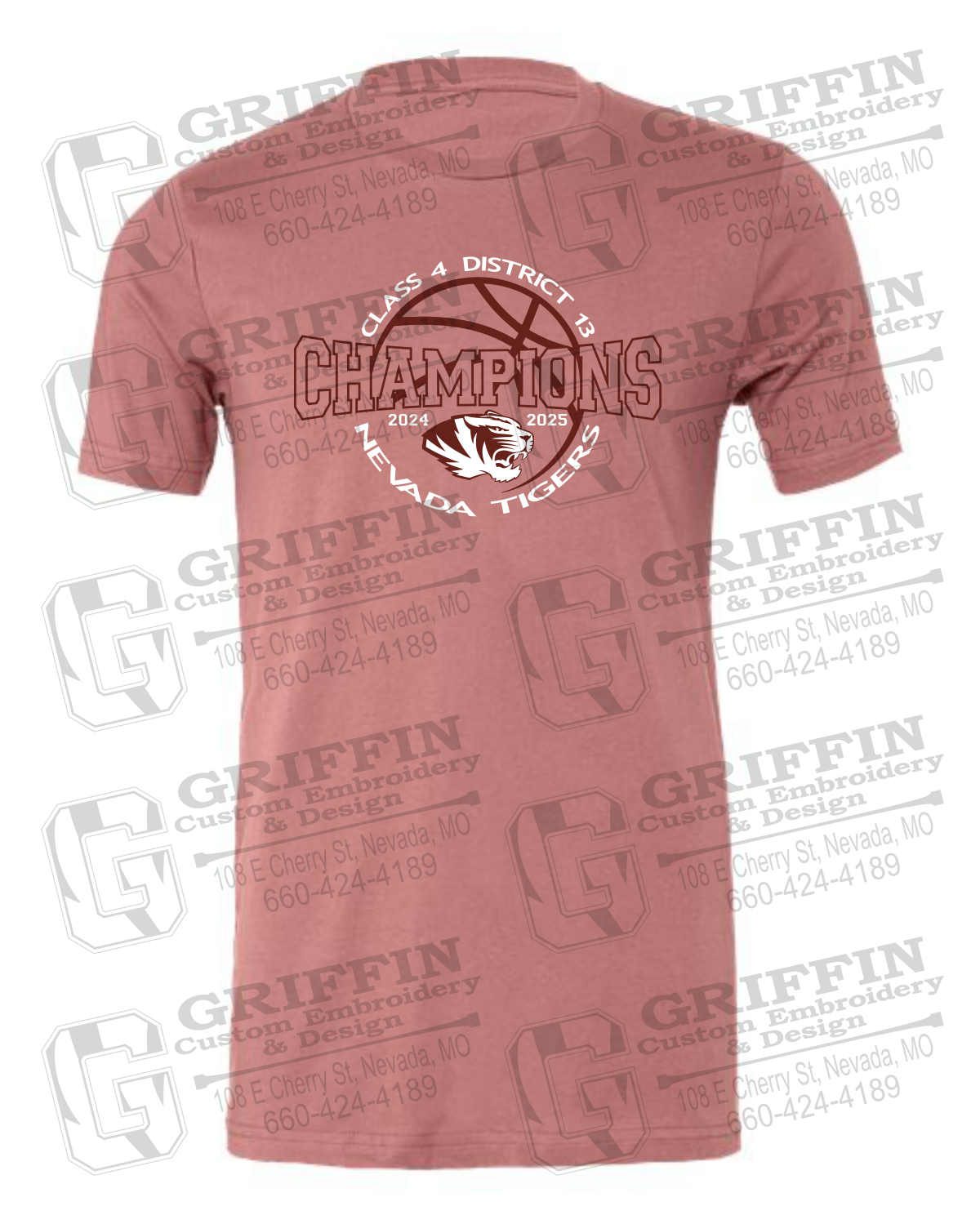 Cotton Short Sleeve T-Shirt - 2025 District Champs Boys Basketball - Nevada Tigers 24-V