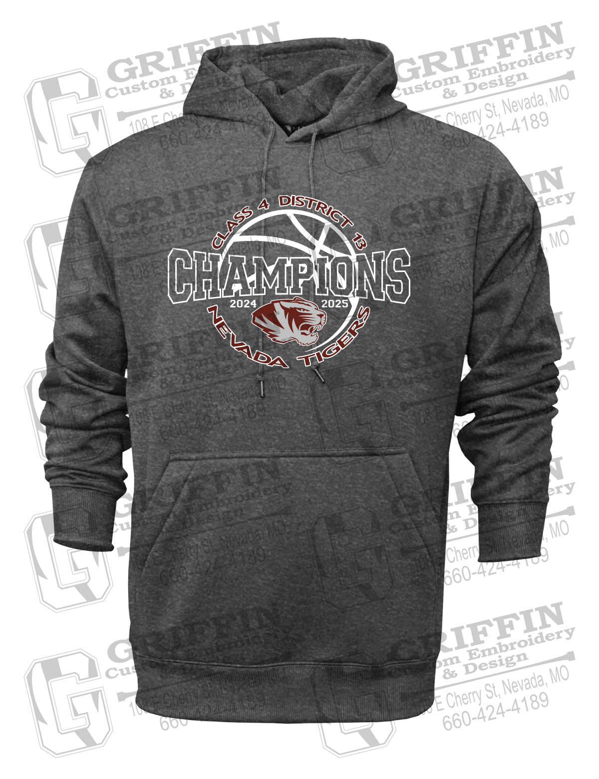Performance Fleece Hoodie - 2025 District Champs Boys Basketball - Nevada Tigers 24-V