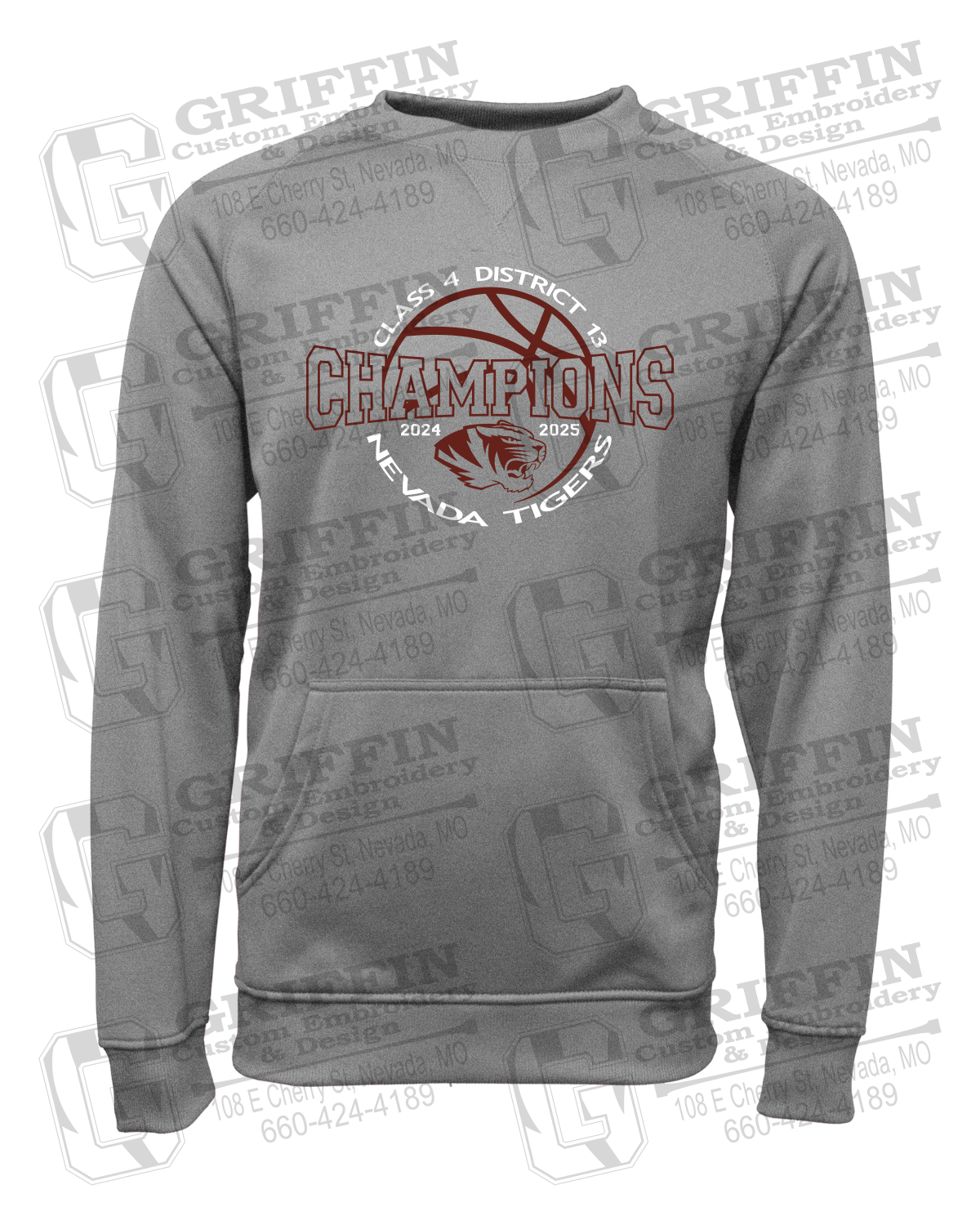 Performance Fleece Sweatshirt - 2025 District Champs Boys Basketball - Nevada Tigers 24-V