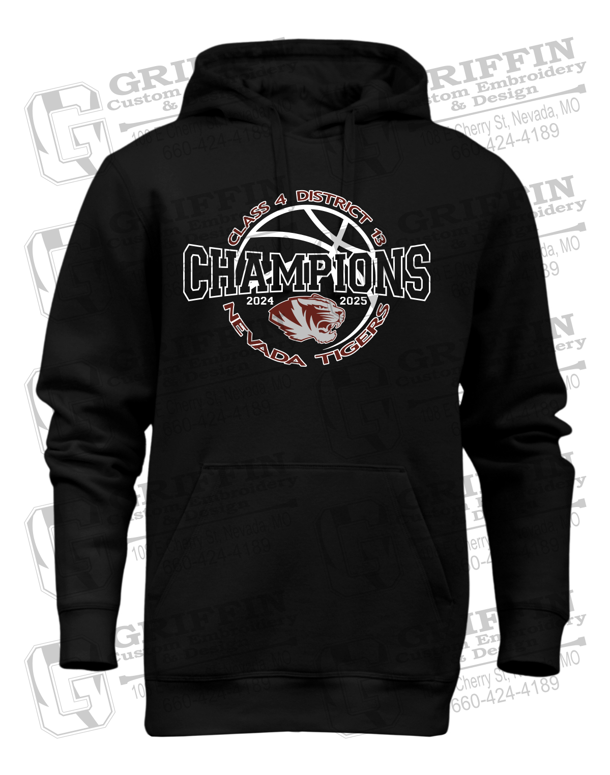 Heavyweight Fleece Hoodie - 2025 District Champs Boys Basketball - Nevada Tigers 24-V