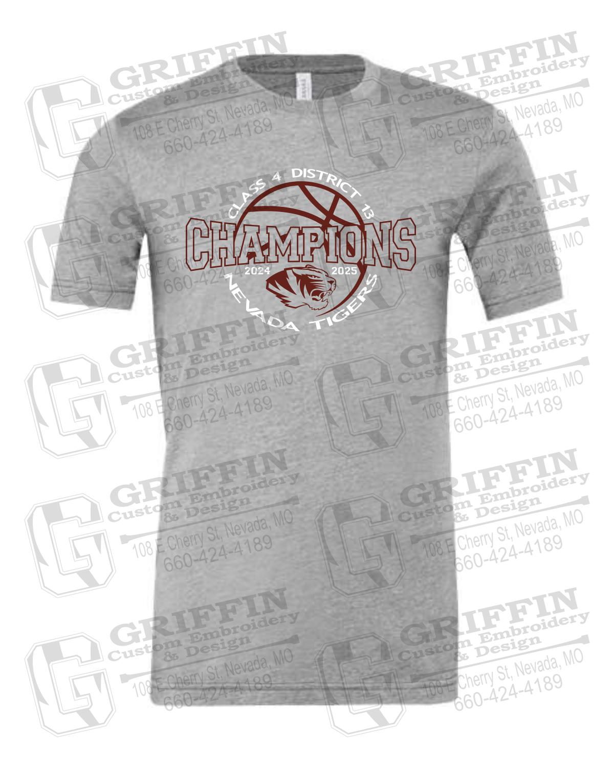 Cotton Short Sleeve T-Shirt - 2025 District Champs Boys Basketball - Nevada Tigers 24-V