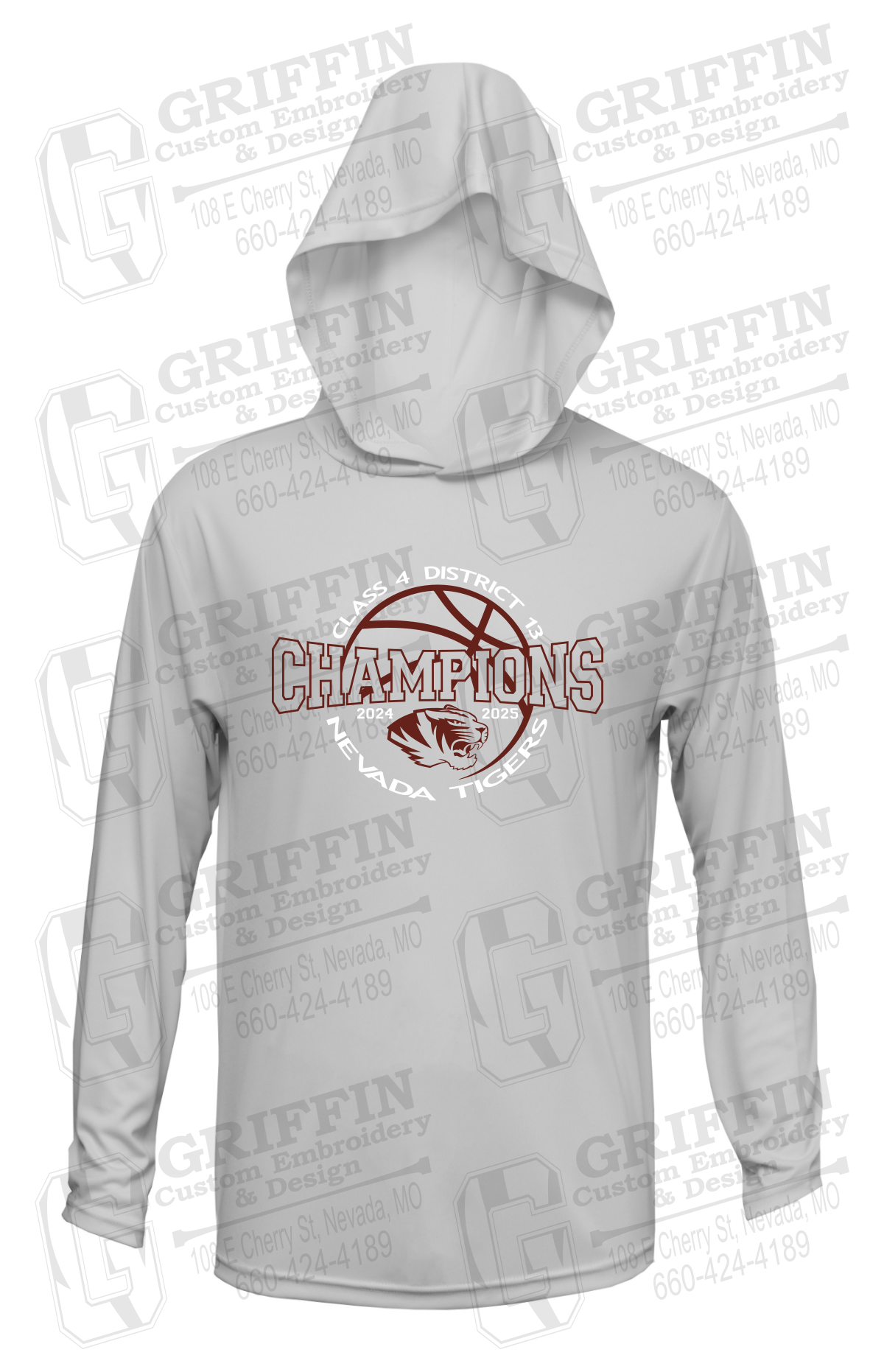 Dry-Fit T-Shirt Hoodie - 2025 District Champs Boys Basketball - Nevada Tigers 24-V