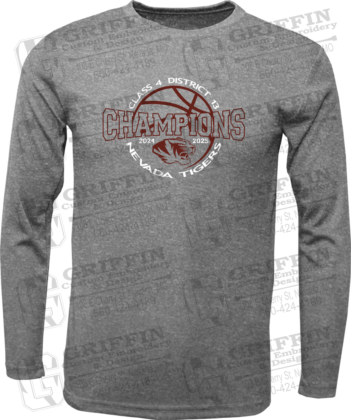 Dry-Fit Long Sleeve T-Shirt - 2025 District Champs Boys Basketball - Nevada Tigers 24-V