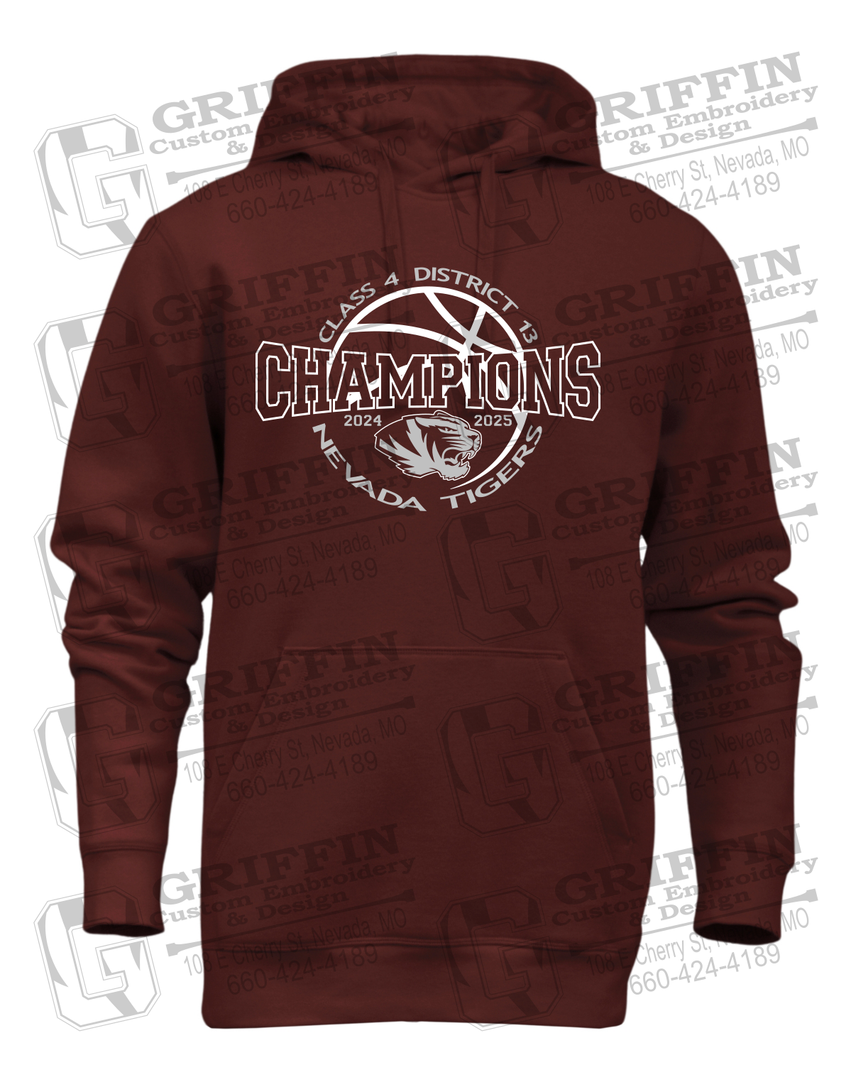 Heavyweight Fleece Hoodie - 2025 District Champs Boys Basketball - Nevada Tigers 24-V
