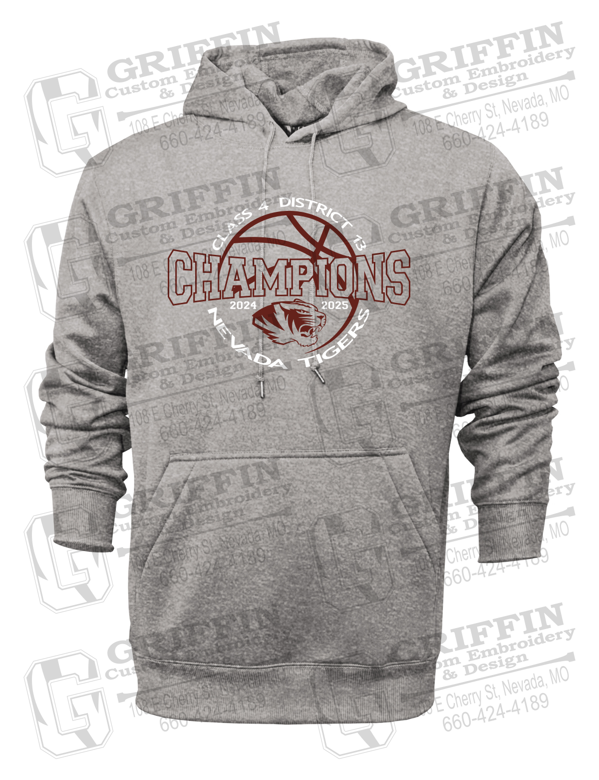 Performance Fleece Hoodie - 2025 District Champs Boys Basketball - Nevada Tigers 24-V