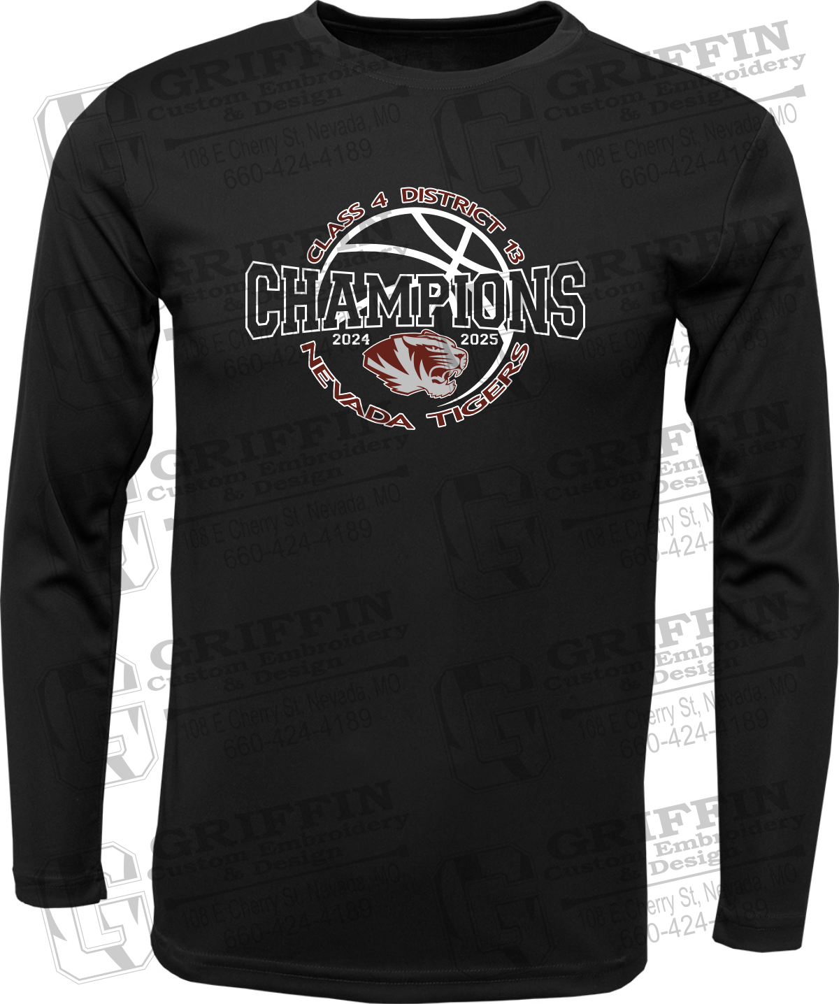Dry-Fit Long Sleeve T-Shirt - 2025 District Champs Boys Basketball - Nevada Tigers 24-V