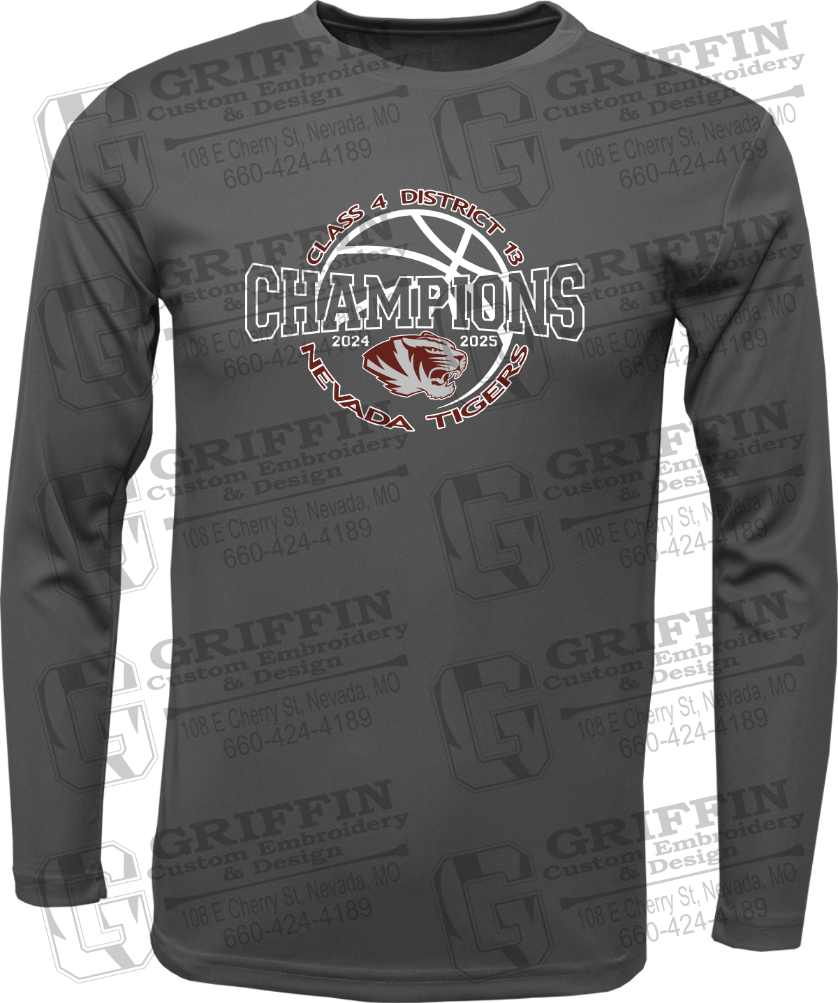 Dry-Fit Long Sleeve T-Shirt - 2025 District Champs Boys Basketball - Nevada Tigers 24-V
