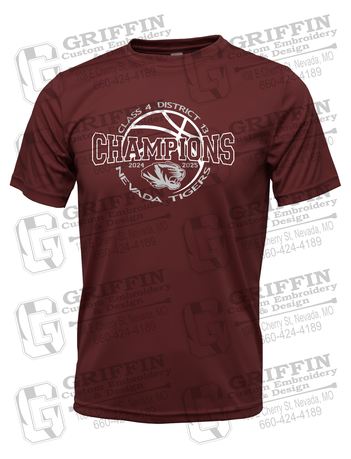 Dry-Fit Short Sleeve T-Shirt - 2025 District Champs Boys Basketball - Nevada Tigers 24-V