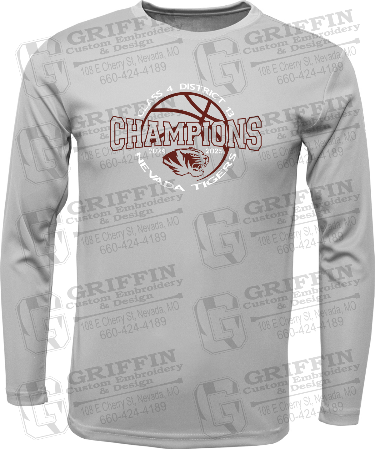 Toddler Dry-Fit Long Sleeve T-Shirt - 2025 District Champs Boys Basketball - Nevada Tigers 24-V