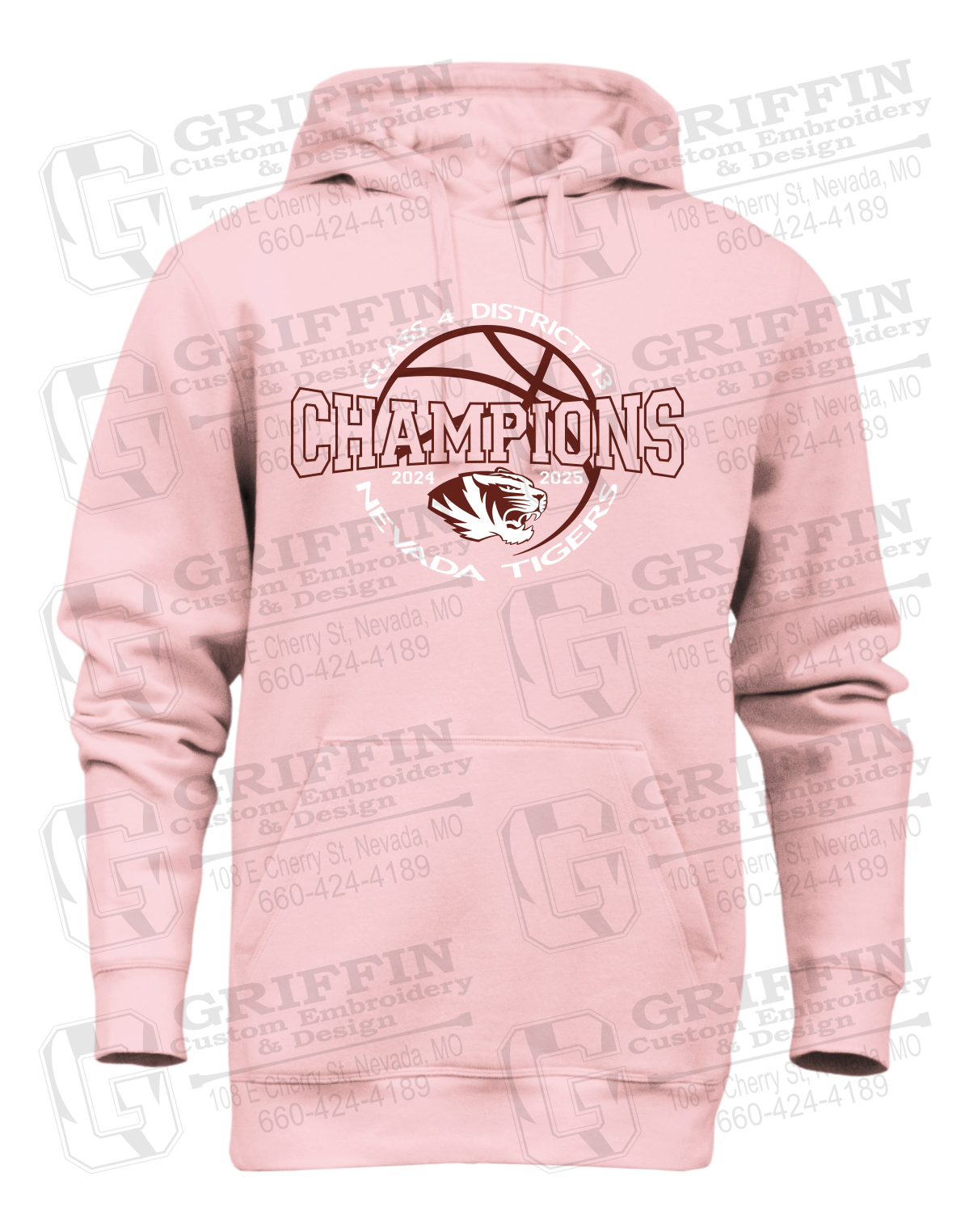 Heavyweight Fleece Hoodie - 2025 District Champs Boys Basketball - Nevada Tigers 24-V