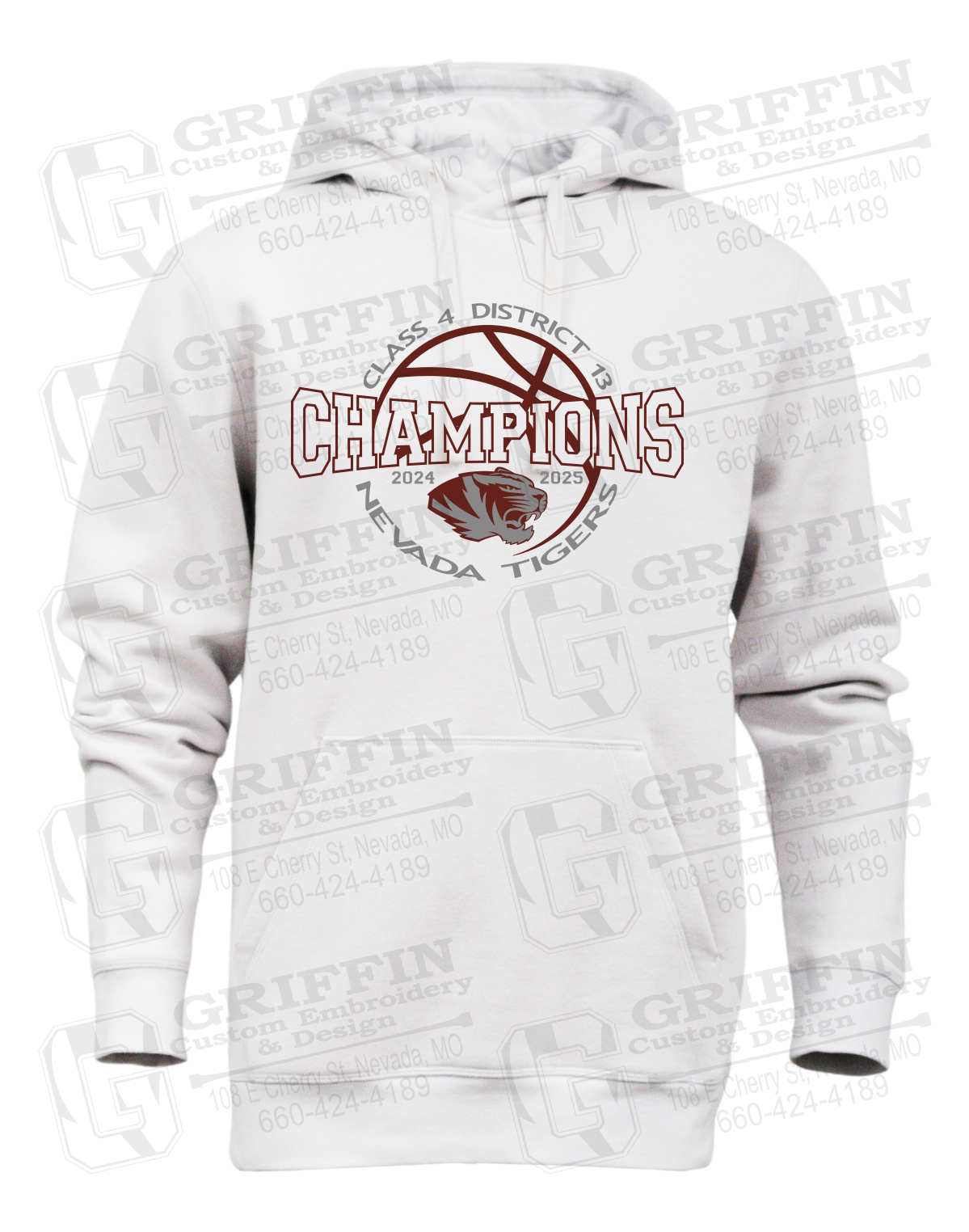 Heavyweight Fleece Hoodie - 2025 District Champs Boys Basketball - Nevada Tigers 24-V