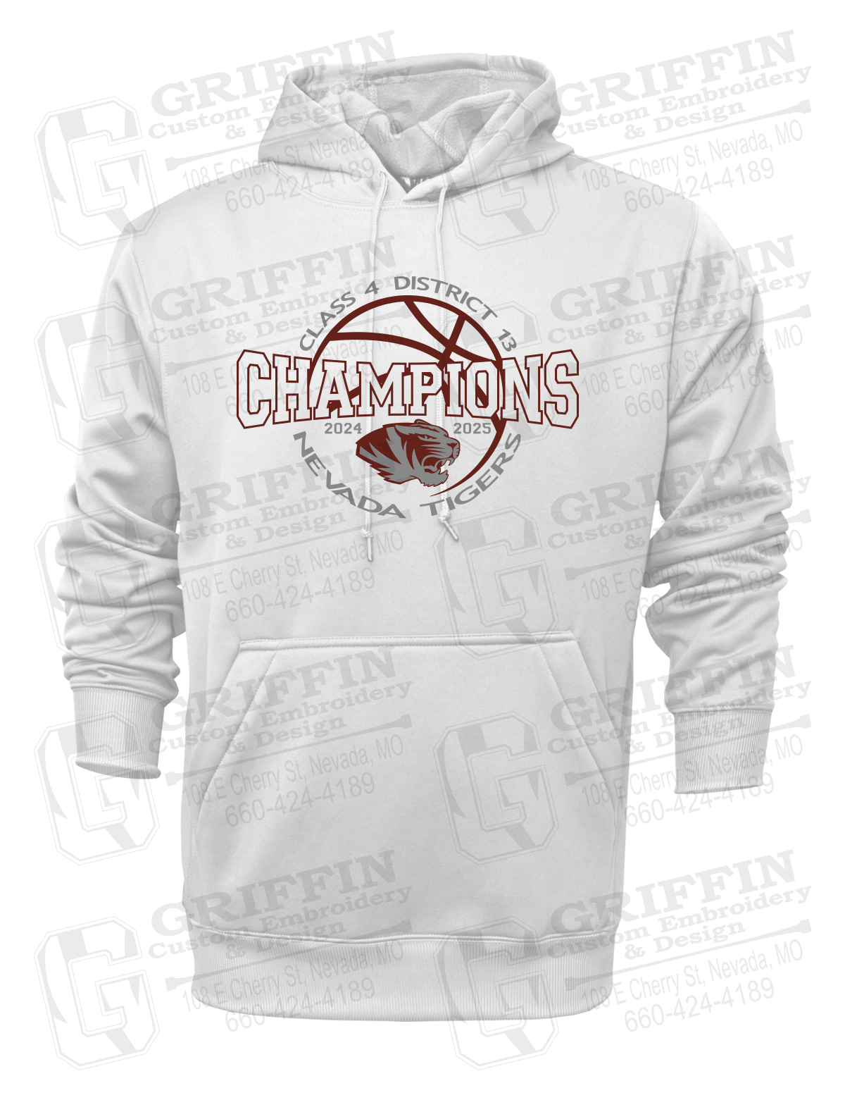 Performance Fleece Hoodie - 2025 District Champs Boys Basketball - Nevada Tigers 24-V