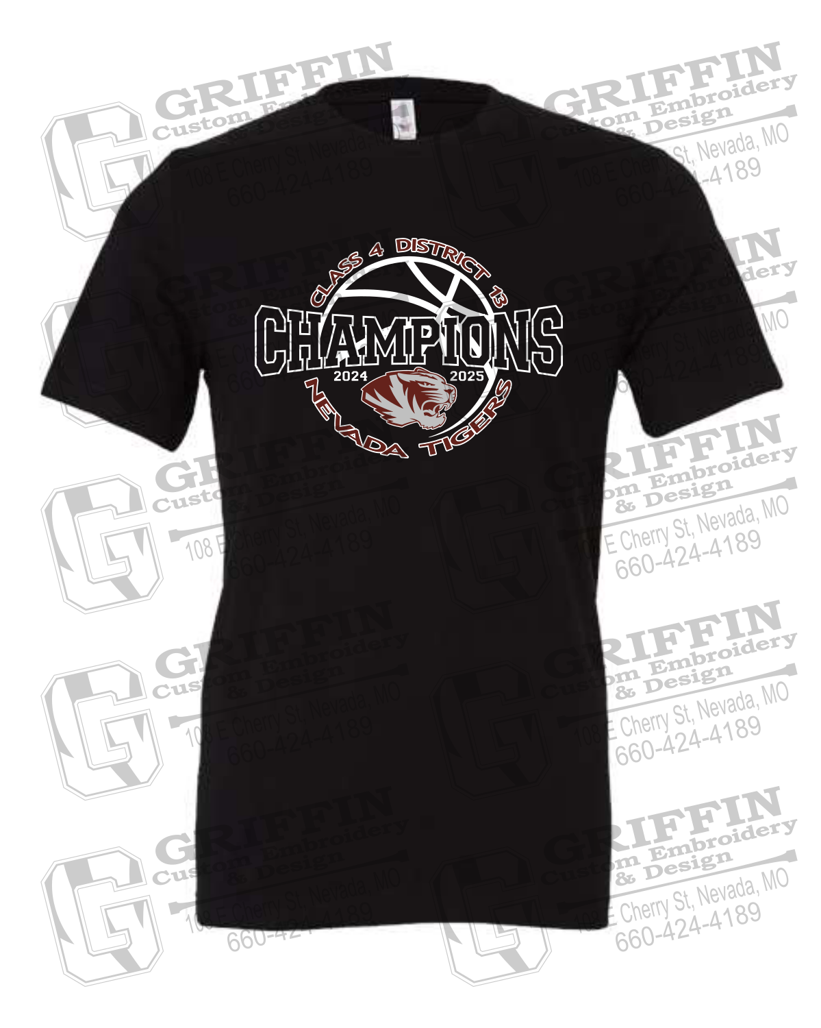 Cotton Short Sleeve T-Shirt - 2025 District Champs Boys Basketball - Nevada Tigers 24-V