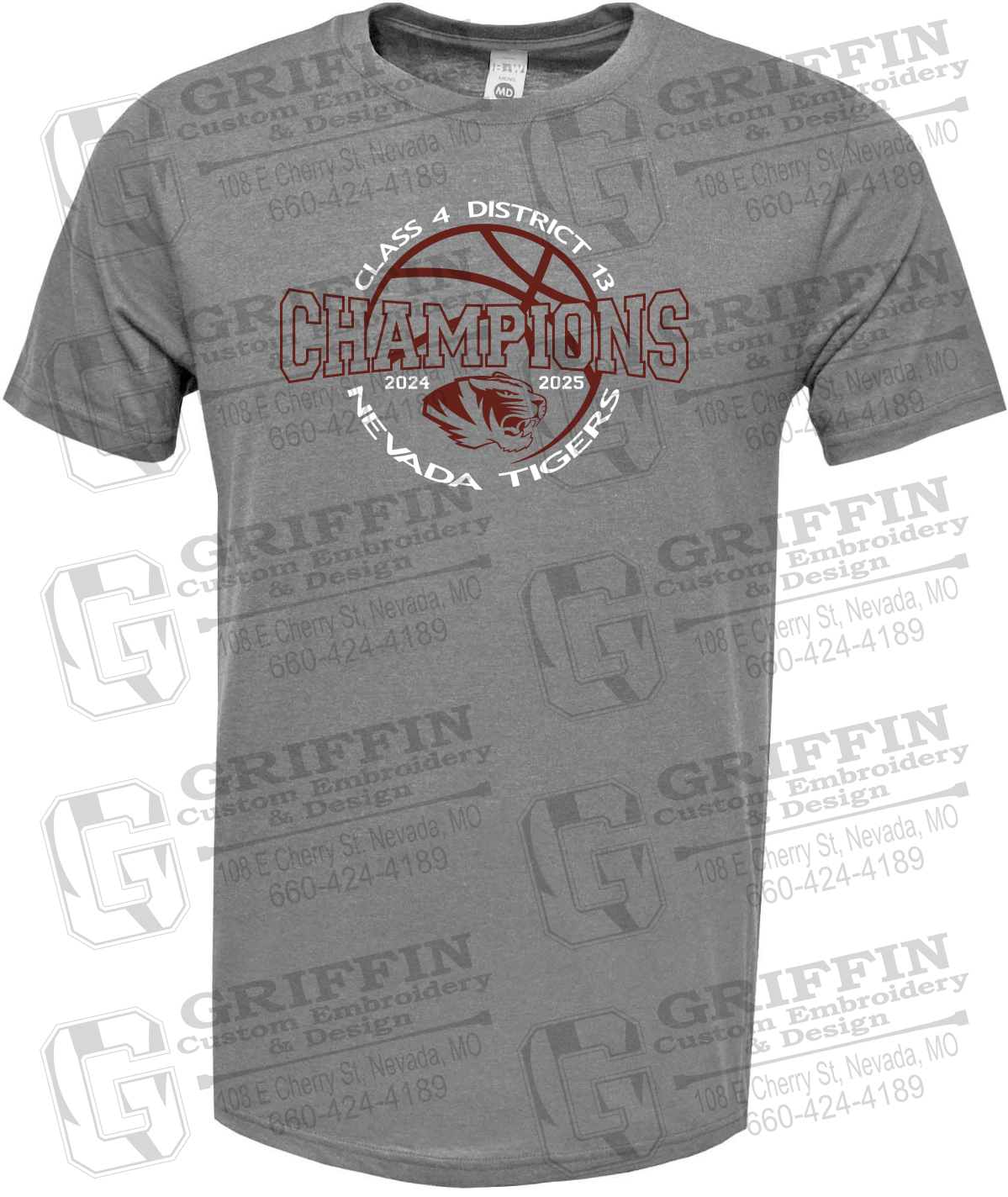 Soft-Tek Short Sleeve T-Shirt - 2025 District Champs Boys Basketball - Nevada Tigers 24-V