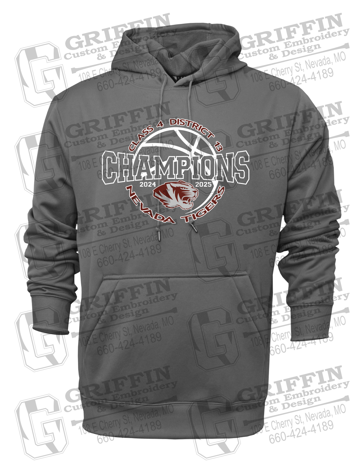 Performance Fleece Hoodie - 2025 District Champs Boys Basketball - Nevada Tigers 24-V
