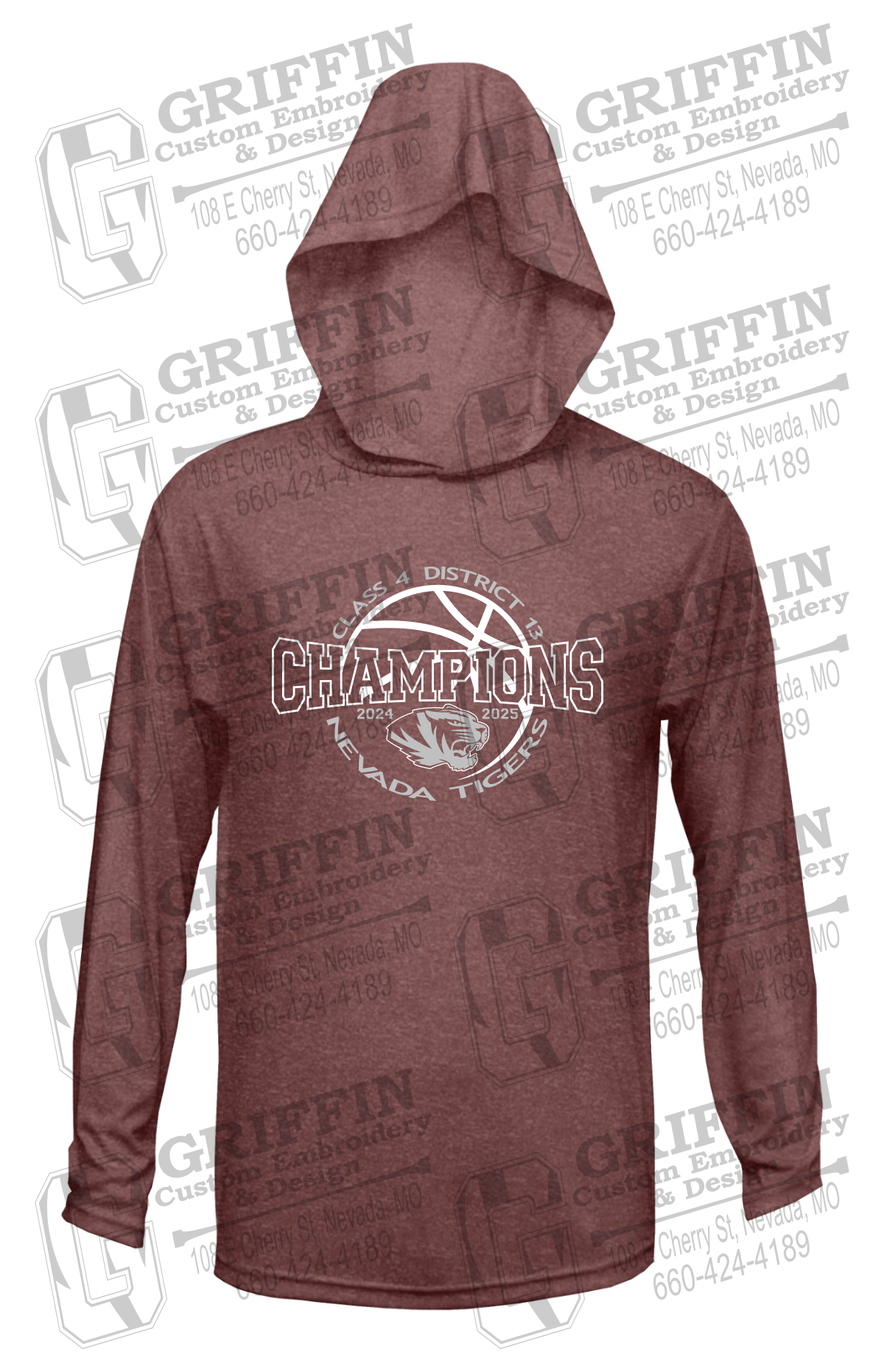 Dry-Fit T-Shirt Hoodie - 2025 District Champs Boys Basketball - Nevada Tigers 24-V