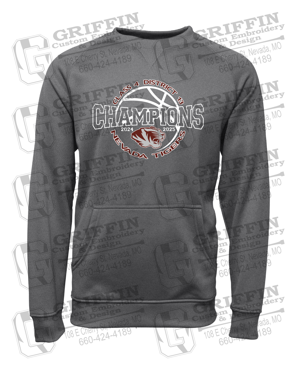 Performance Fleece Sweatshirt - 2025 District Champs Boys Basketball - Nevada Tigers 24-V