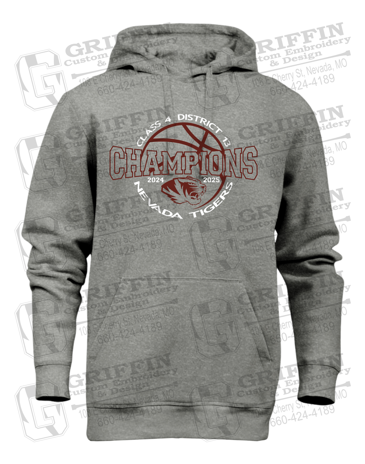 Heavyweight Fleece Hoodie - 2025 District Champs Boys Basketball - Nevada Tigers 24-V