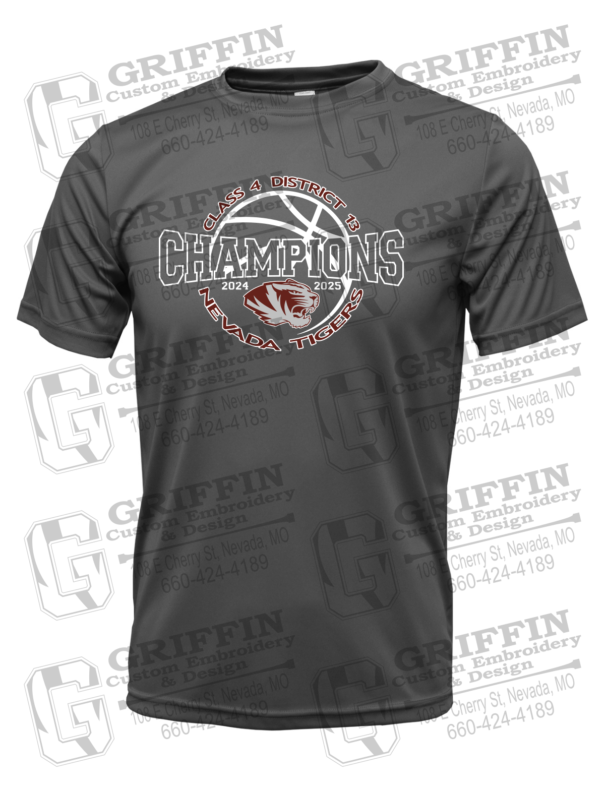 Dry-Fit Short Sleeve T-Shirt - 2025 District Champs Boys Basketball - Nevada Tigers 24-V