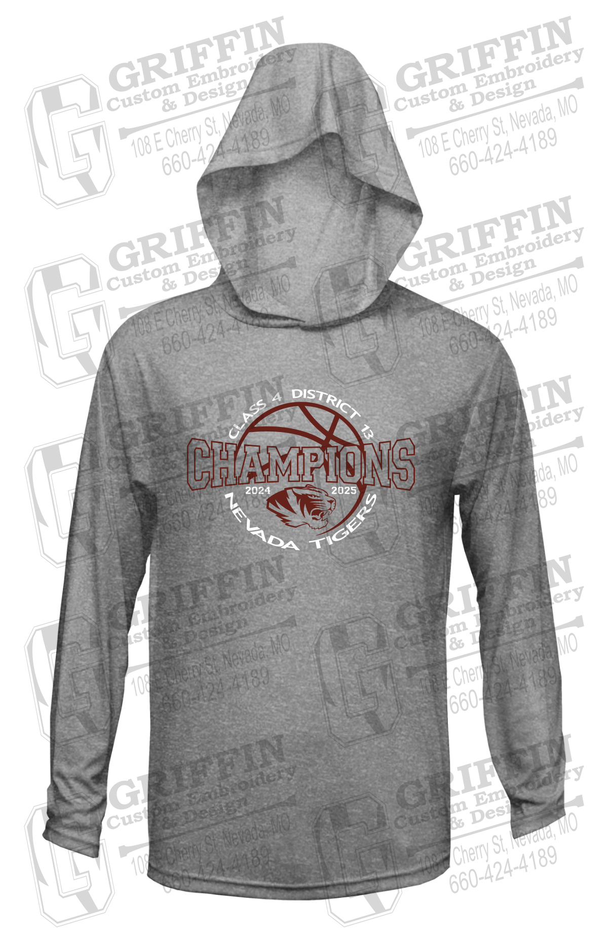 Dry-Fit T-Shirt Hoodie - 2025 District Champs Boys Basketball - Nevada Tigers 24-V