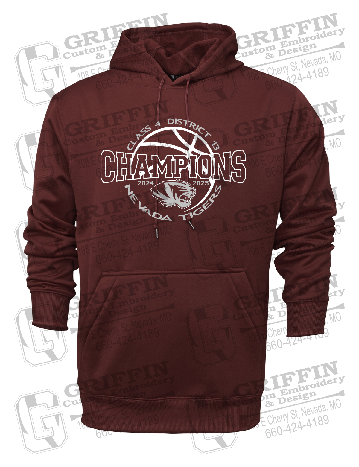 Performance Fleece Hoodie - 2025 District Champs Boys Basketball - Nevada Tigers 24-V
